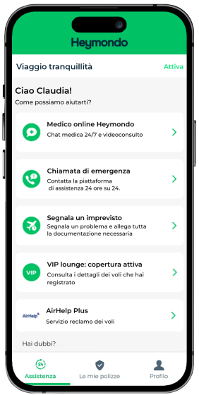 Assicurazione di viaggio app